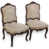 Pair of Louis XV chairs, diamond-patterned velvet, by  Moinat SA  - Antiques and home décor