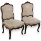 Paire de chaises Louis XV, velours à losanges