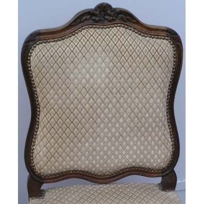 Pair of Louis XV chairs, diamond-patterned velvet, by  Moinat SA  - Antiques and home décor