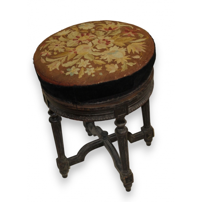 Tabouret tournant Napoléon III tapisserie