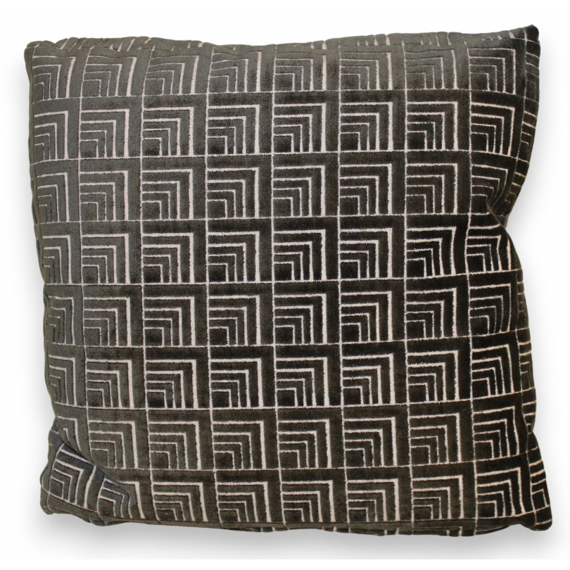 Black checked velvet cushion