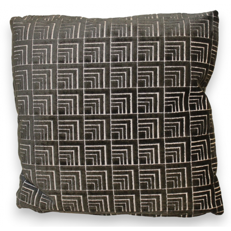 Coussin en velours carreaux noirs