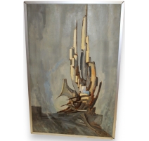 Tableau "Composition abstraite" signé A.B.S. 1968