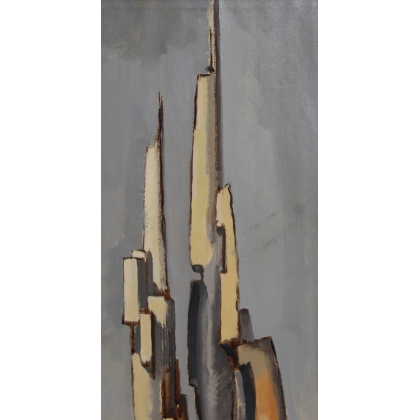 Tableau \"Composition abstraite\" signé A.B.S. 1968