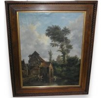 Tableau "Paysage Moulin", non signé