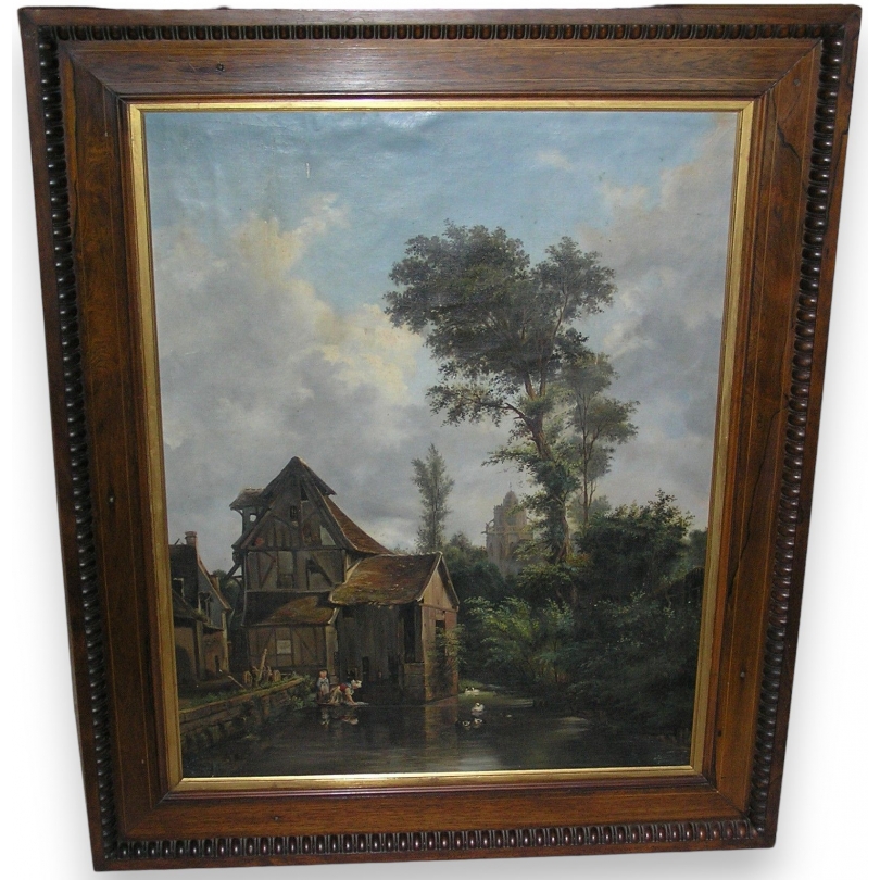 Tableau "Paysage Moulin", non signé