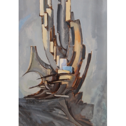 Tableau \"Composition abstraite\" signé A.B.S. 1968