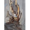 Tableau \"Composition abstraite\" signé A.B.S. 1968