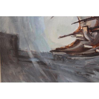 Tableau \"Composition abstraite\" signé A.B.S. 1968