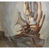 Tableau \"Composition abstraite\" signé A.B.S. 1968