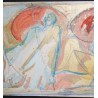 Huile sur carton \"Personnages\" signé HAURI
