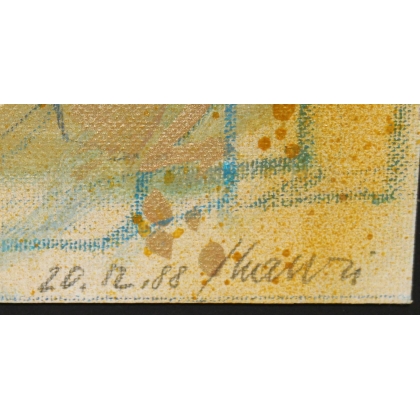 Huile sur carton \"Personnages\" signé HAURI