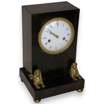 Mahogany Empire-style clock with a bronze ‘Sphinx’ on  Moinat SA  - Antiques and decorative items
