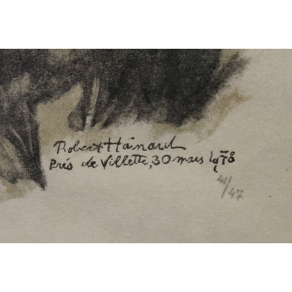 Gravure "Apparition de sanglier" signée HAINARD