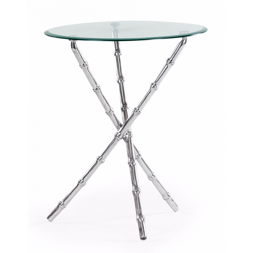 Table d'appoint "Bambou" en aluminium et verre