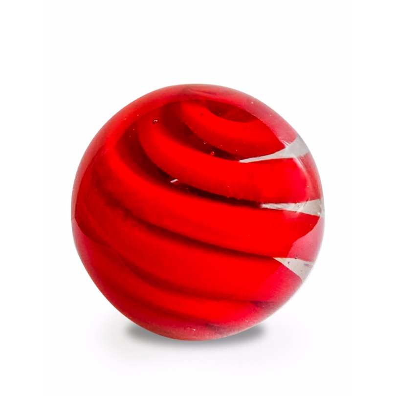 Boule décorée d'un tourbillon rouge