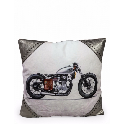 Coussin \"Moto rétro\" avec clous chromés