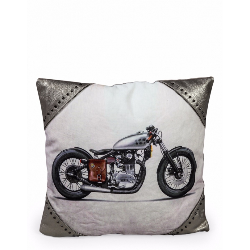 Coussin "Moto rétro" avec clous chromés