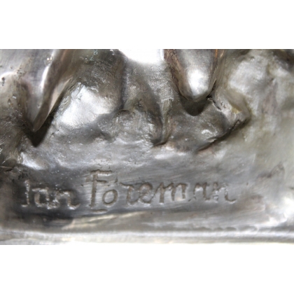 Bronze argenté \"Pingouin et son petit\"
