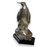 Bronze argenté "Pingouin et son petit"