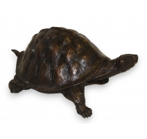 Grande tortue en bronze patine brune