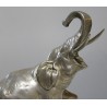 Couple d'éléphants en bronze argenté, socle noir