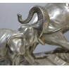 Couple d'éléphants en bronze argenté, socle noir