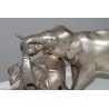 Couple d'éléphants en bronze argenté