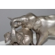 Couple d'éléphants en bronze argenté