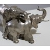 Couple d'éléphants en bronze argenté