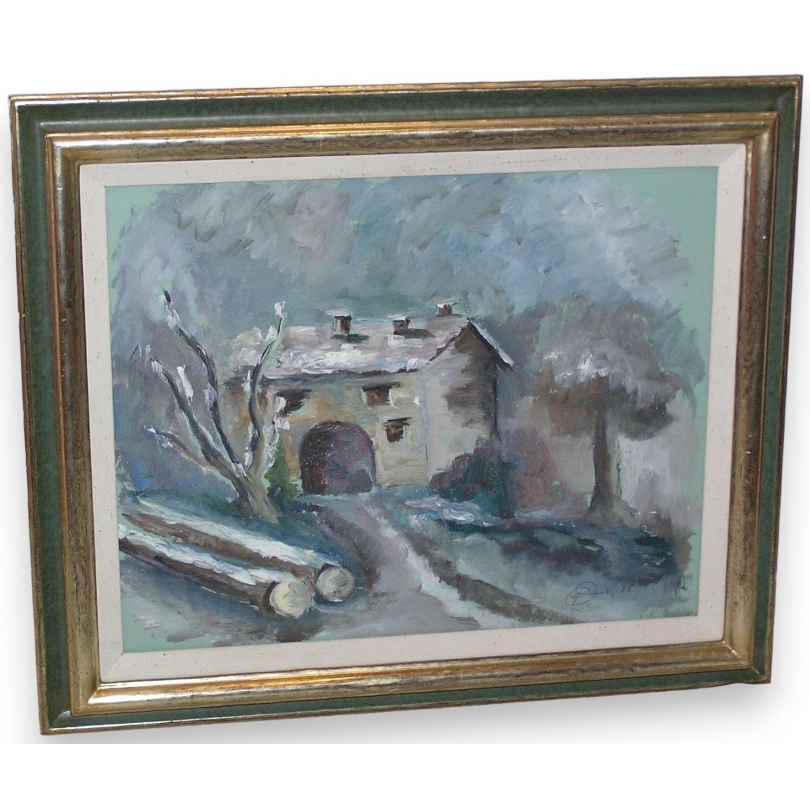 Tableau "Maisons et Arbres" signé BONTOGNIALI 88