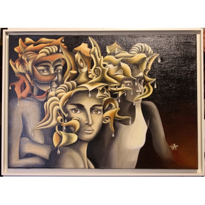 Tableau \"Les Trois Soeurs\" signé D. HOFFER