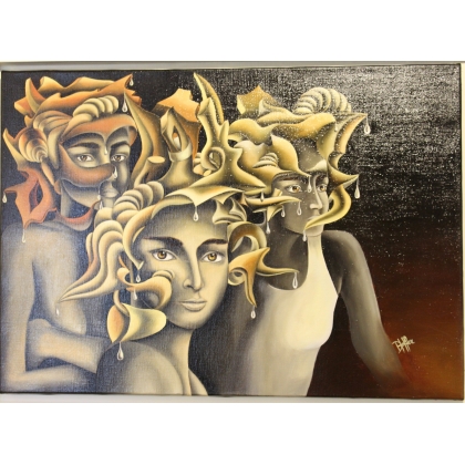 Tableau \"Les Trois Soeurs\" signé D. HOFFER