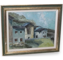 Tableau "Maisons de village" signé BONTOGNIALI 88