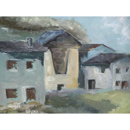 Paintings | Painting entitled ‘Village Houses’ by BONTOGNIALI 88 Moinat SA  – Antiques and home décor