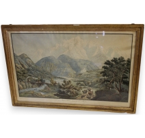 Gravure "Vue du Mont-Blanc prise de St-Martin"
