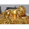  Paire de chenets "Lions". sur  Moinat SA  - Antiquités décoration