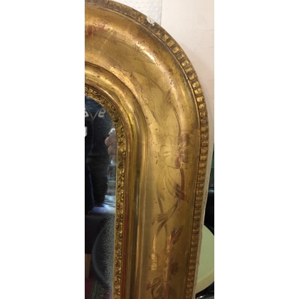 Miroir Louis-Philippe cadre sculpté de fleurs