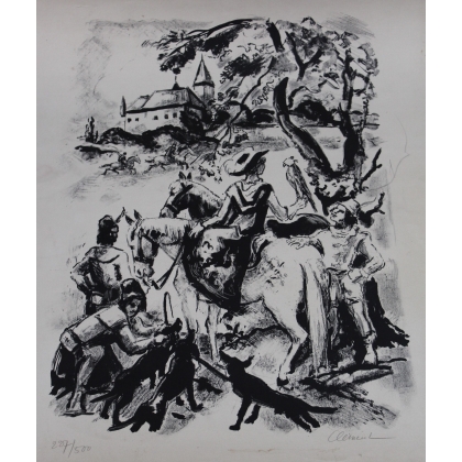 Lithograph entitled ‘Fauconnier’, signed CLÉMENT