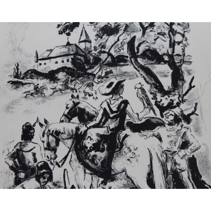 Lithograph entitled ‘Fauconnier’, signed CLÉMENT
