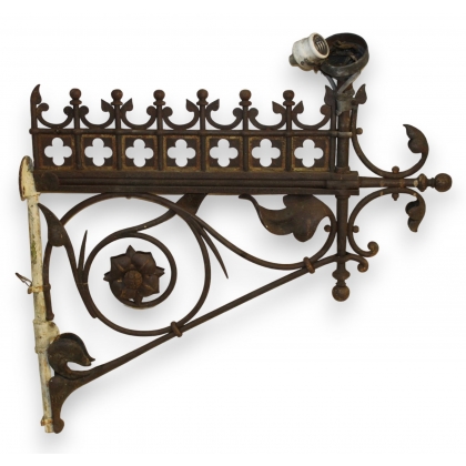 Wrought-iron lamp post with floral decoration