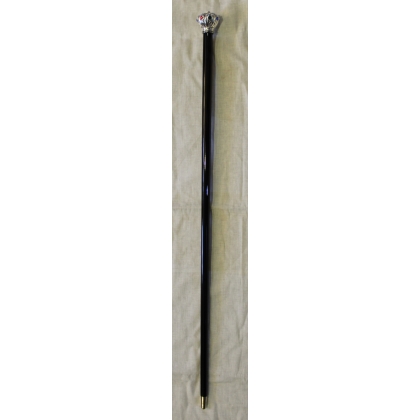 Walking stick with a silver 'Crown' pommel set with cabochons