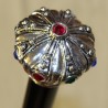 Walking stick with a silver 'Crown' pommel set with cabochons