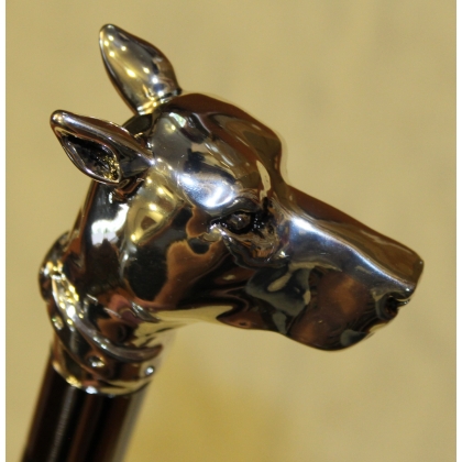Walking stick with a silver Great Dane knob