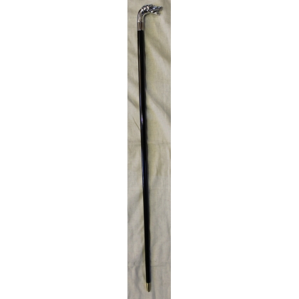 Walking stick with a silver ‘Levrette’ open-mouthed knob