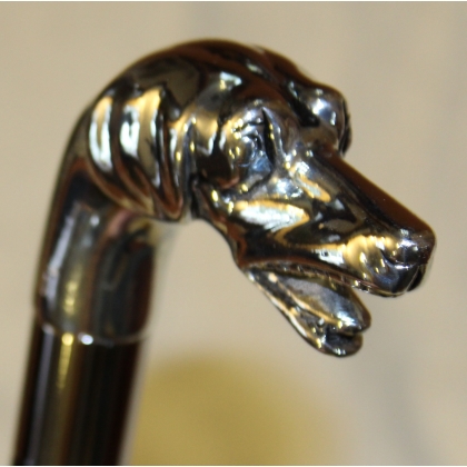 Walking stick with a silver ‘Levrette’ open-mouthed knob