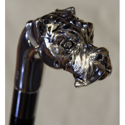 Canne avec pommeau Boxer argenté
