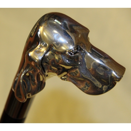 Canne avec pommeau chien Fido argenté