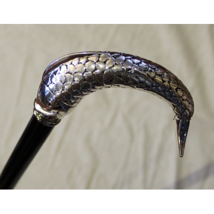 Walking stick with a silver fish-shaped knob