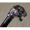 Walking stick with a silver tiger-patterned knob
